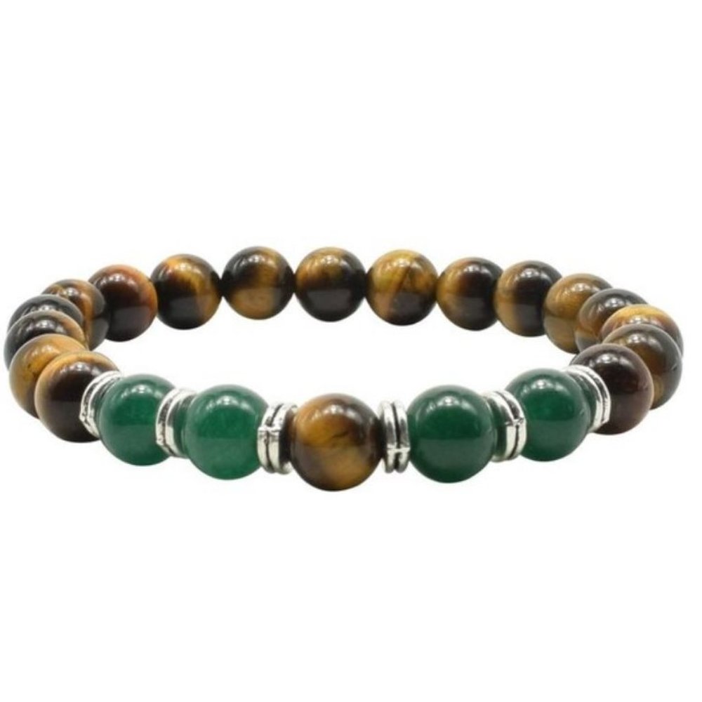 10mm Tiger Eye and Green Aventurine Stretch Bracelet
